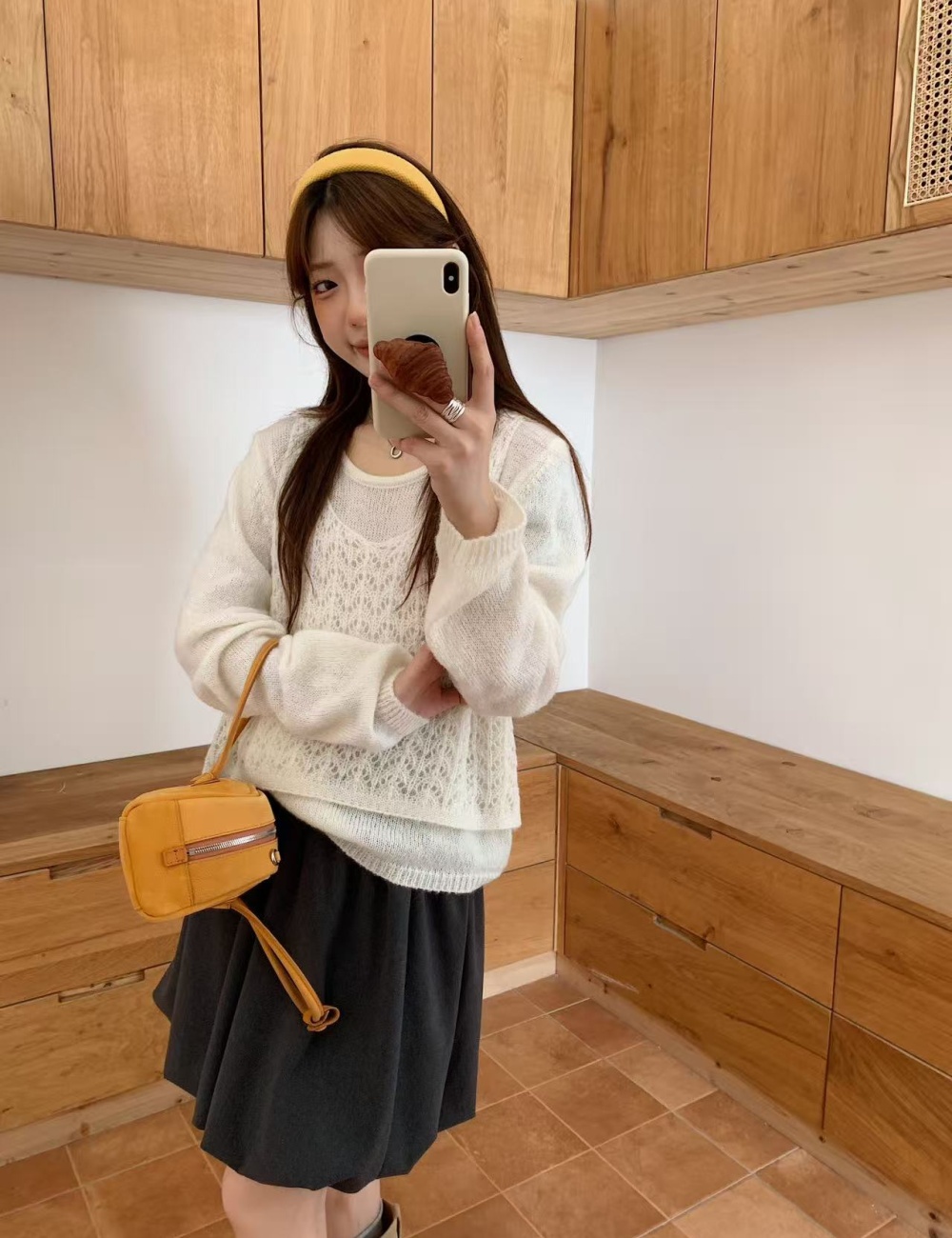 Round neck vest loose sweater 2pcs set for women