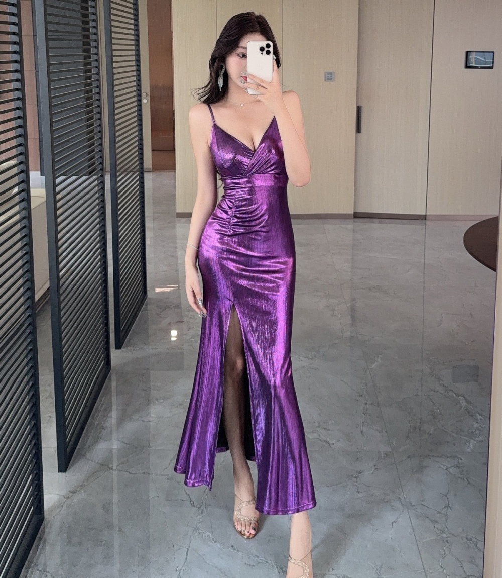 Night show high slit long dress sexy sling formal dress