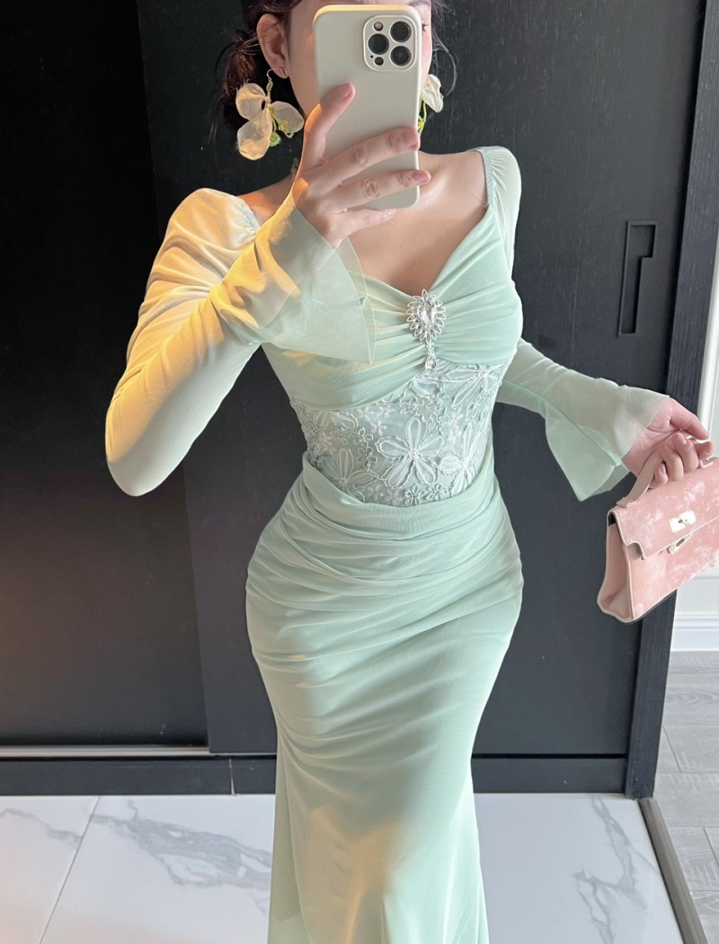 Splice fold France style package hip dress for women