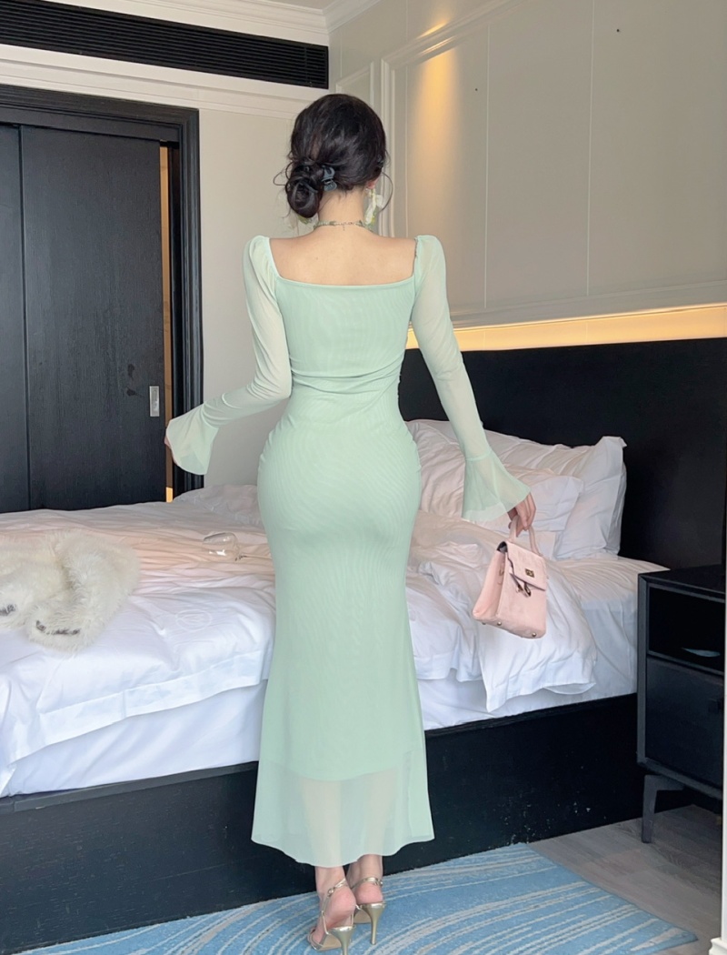 Splice fold France style package hip dress for women