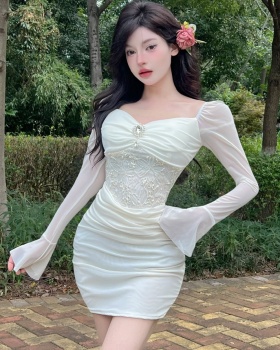 Package hip tight sexy lace splice long sleeve T-back