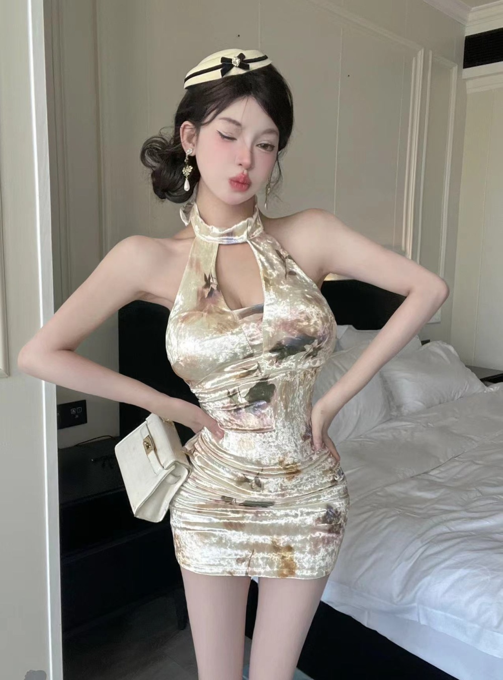 Package hip Chinese style long dress sexy slim cheongsam