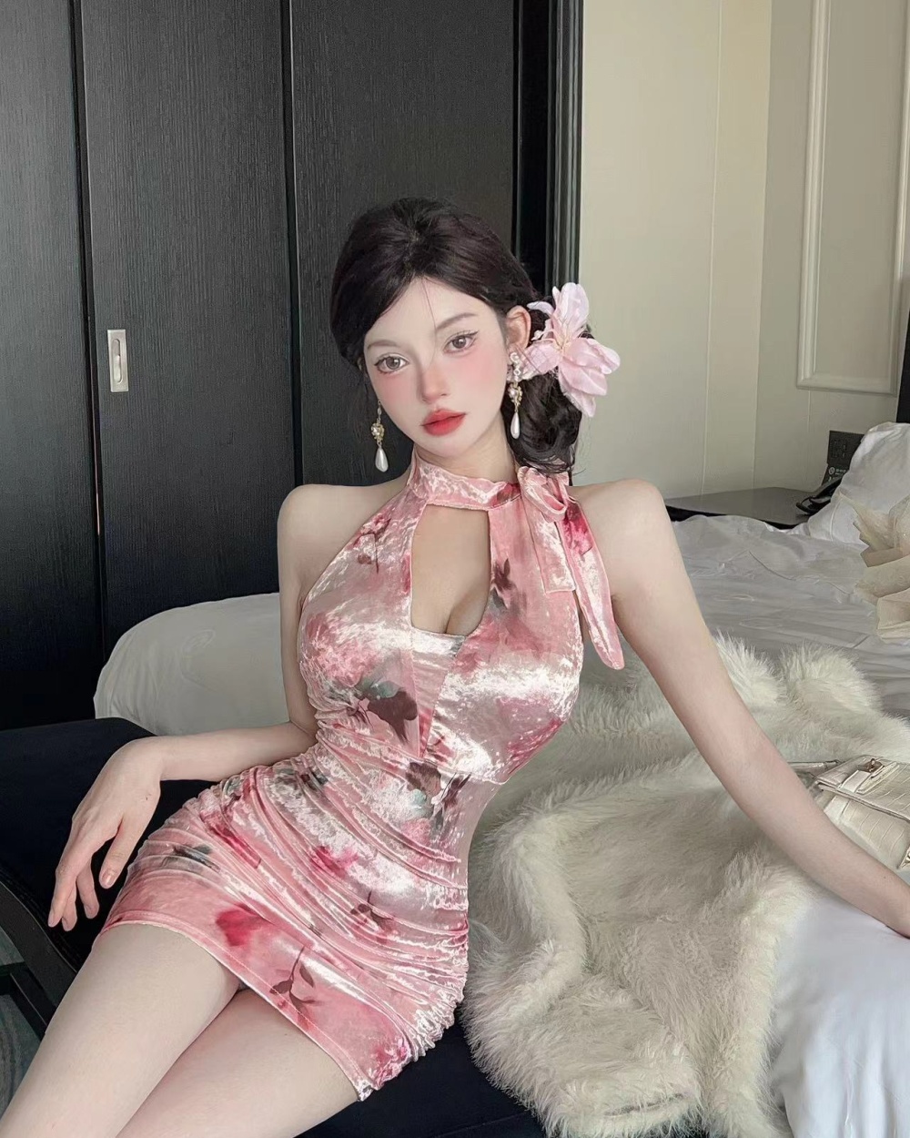 Package hip Chinese style long dress sexy slim cheongsam