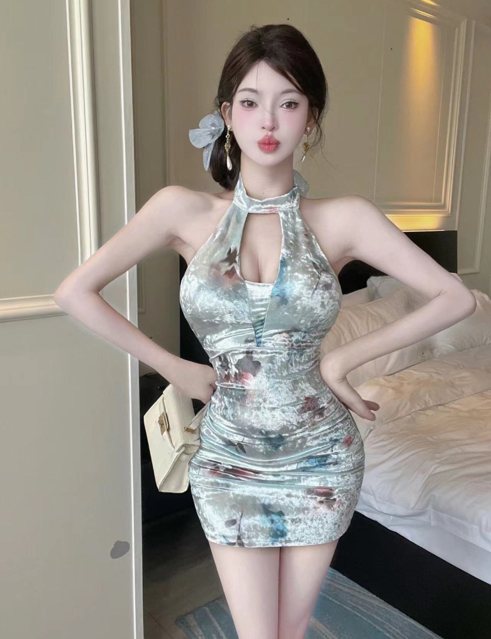Package hip Chinese style long dress sexy slim cheongsam