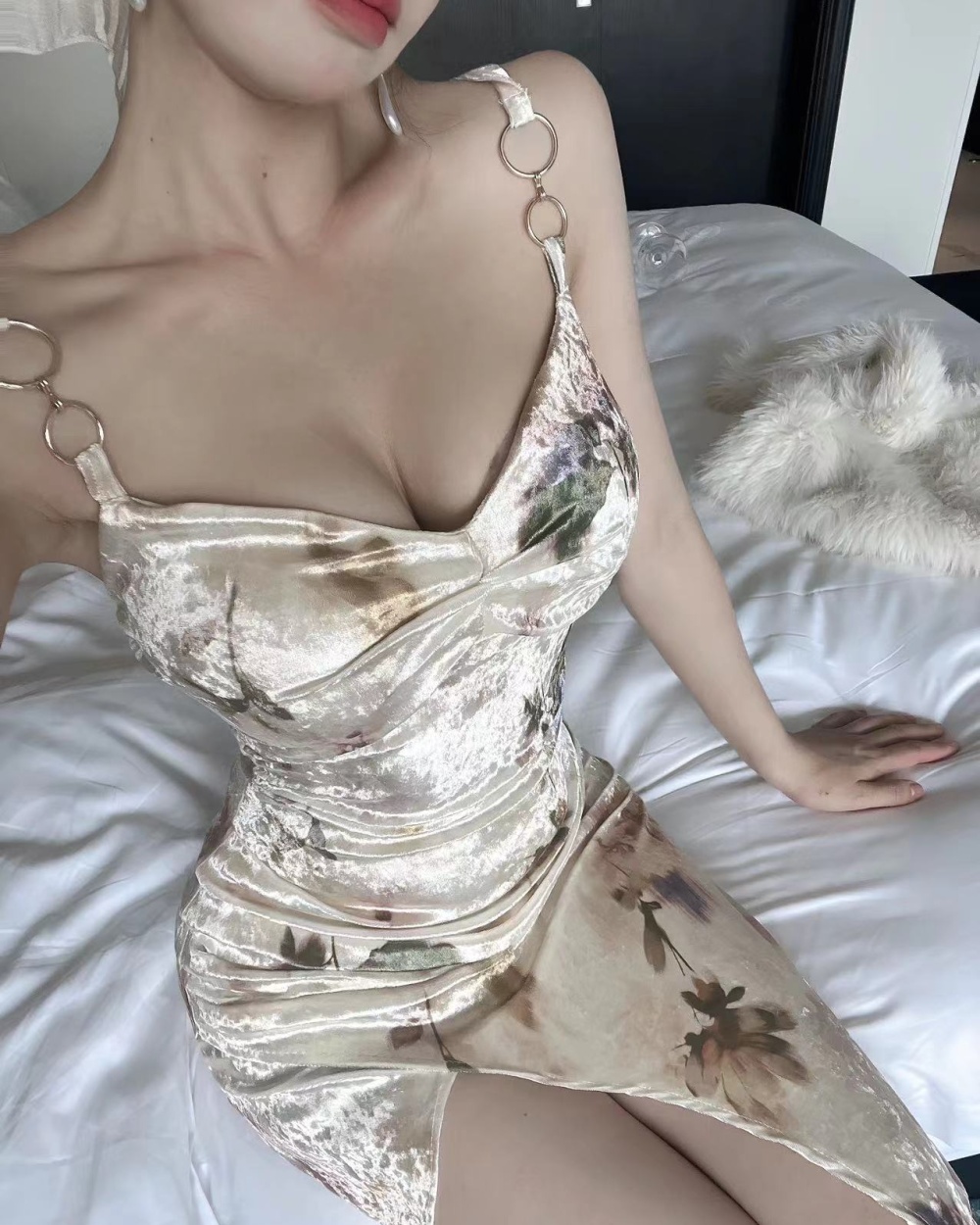 Fashion slim spicegirl printing elegant sweet dress