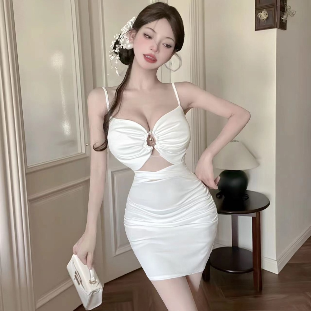 Spicegirl sexy tight halter hollow pure dress