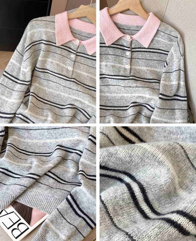 Autumn and winter sweater mixed colors tops for women