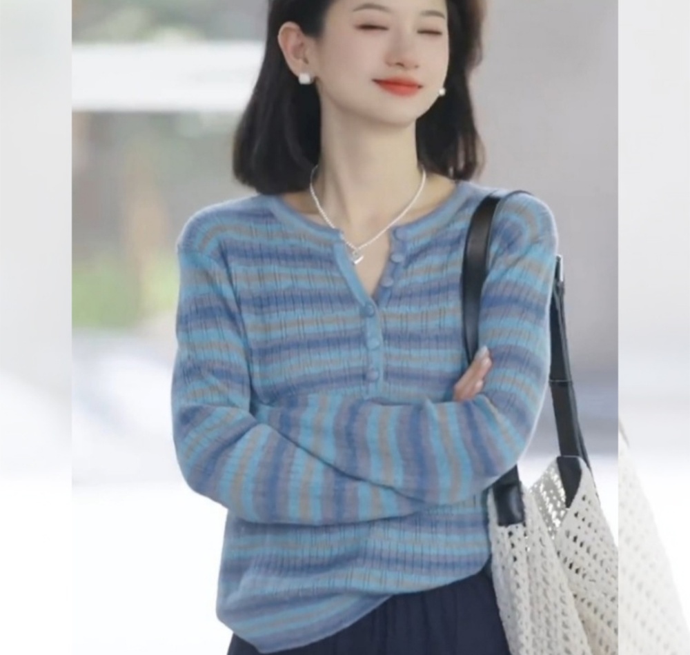 Sunscreen loose sweater blue smock for women