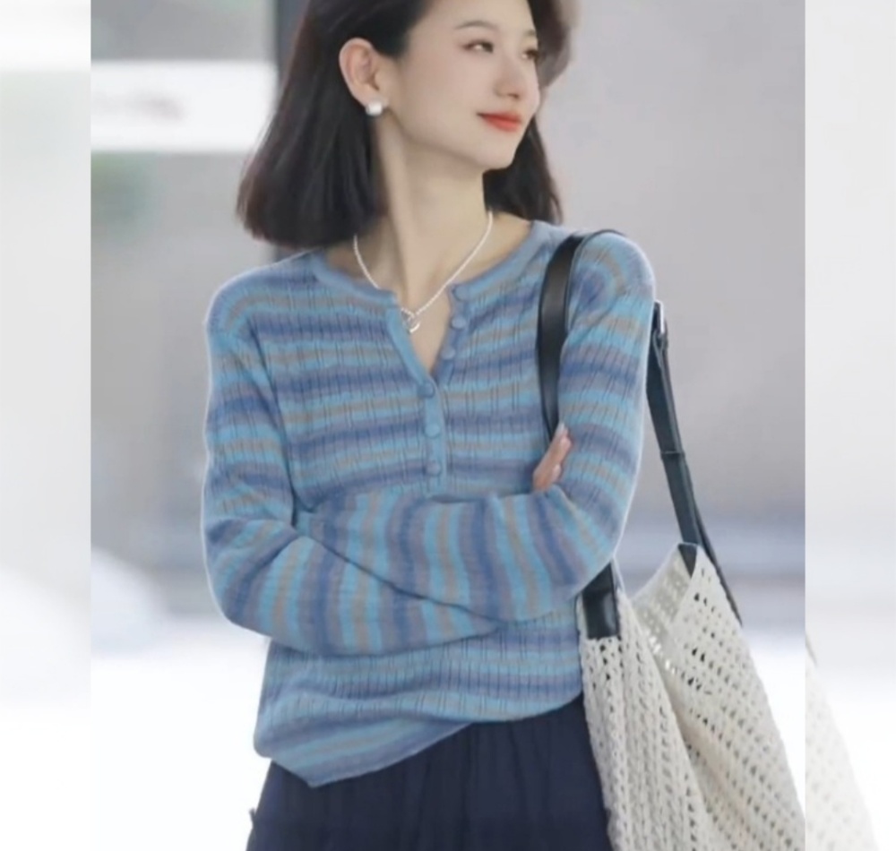 Sunscreen loose sweater blue smock for women