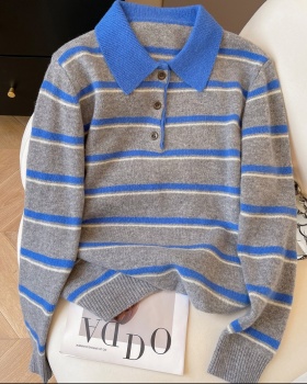 Colors slim tops retro stripe sweater for women