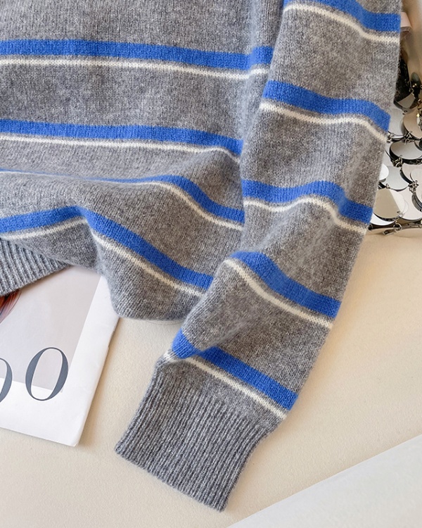 Colors slim tops retro stripe sweater for women