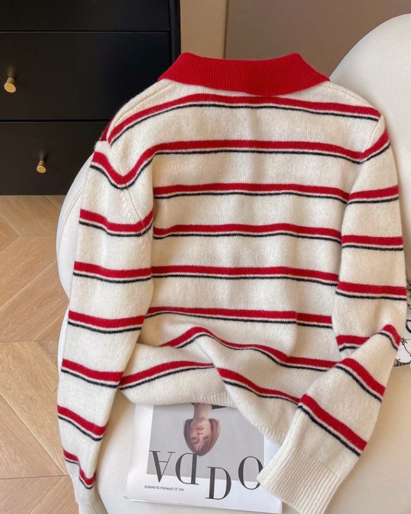 Colors slim tops retro stripe sweater for women