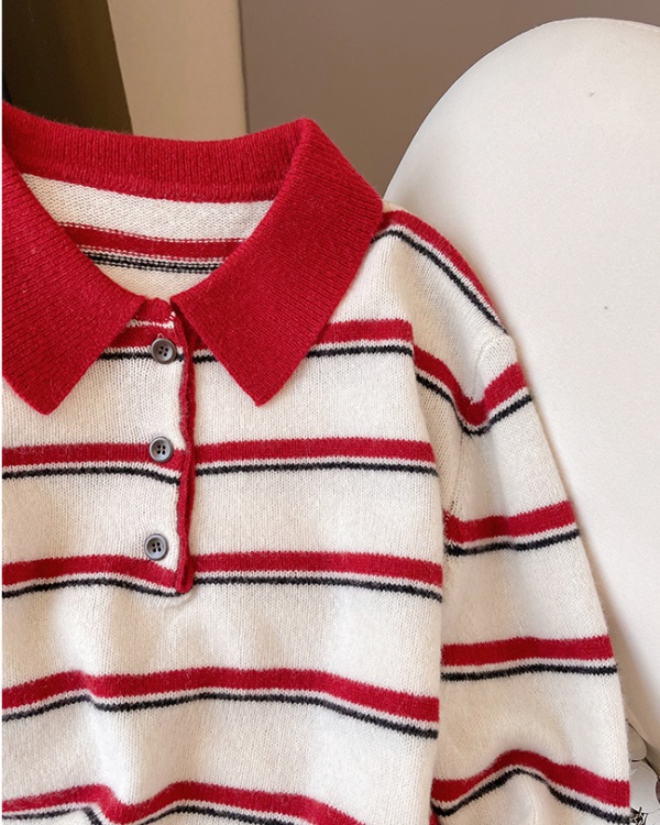 Colors slim tops retro stripe sweater for women