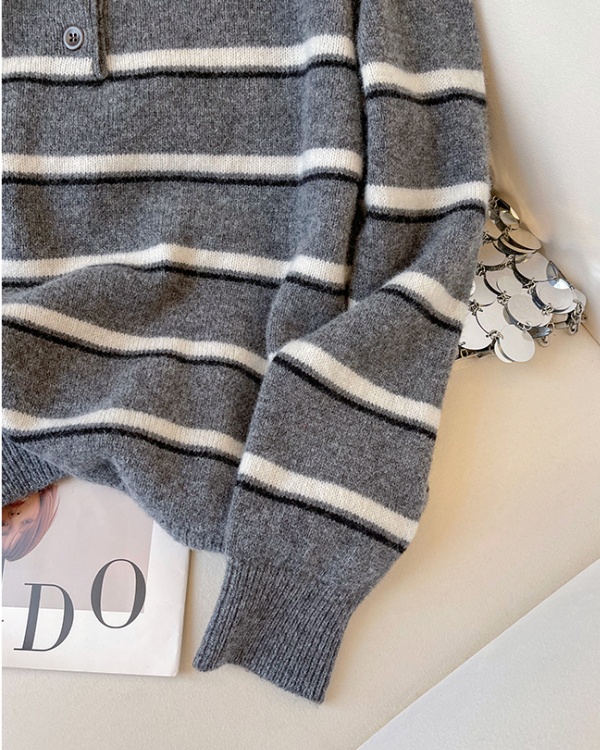 Colors slim tops retro stripe sweater for women