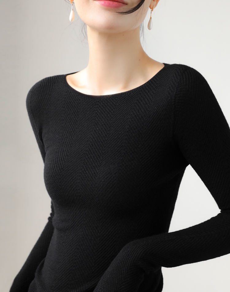 France style slim bottoming gray unique sweater