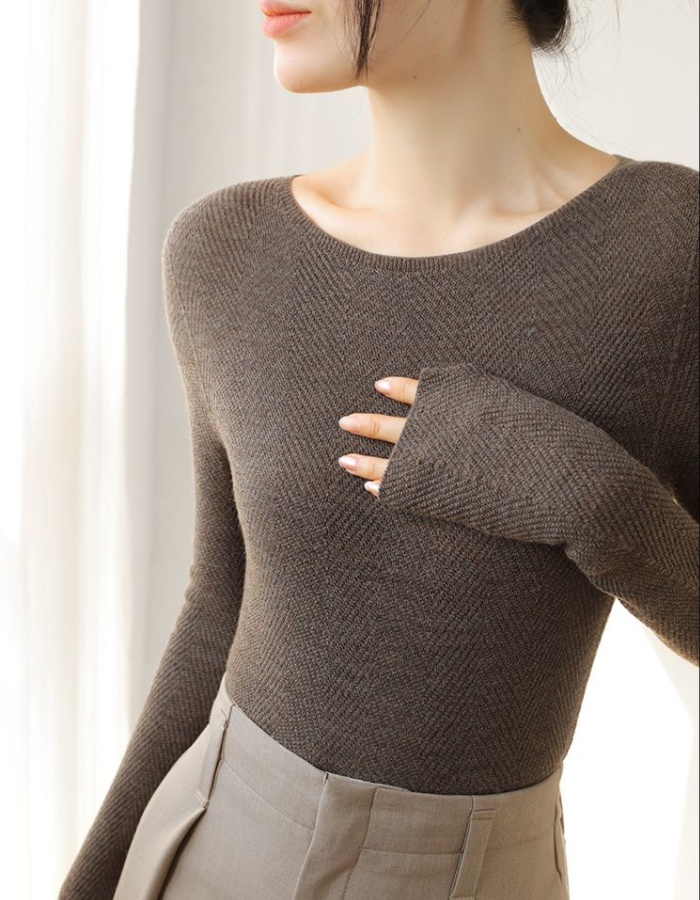 France style slim bottoming gray unique sweater