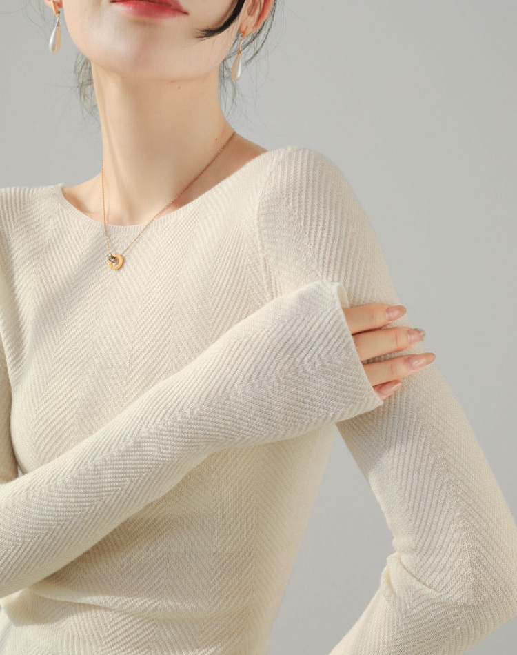 France style slim bottoming gray unique sweater