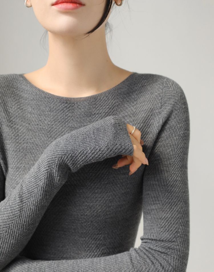 France style slim bottoming gray unique sweater