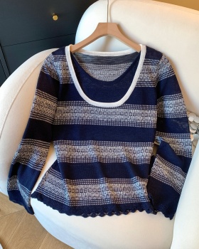 Long sleeve retro stripe cozy sweater for women