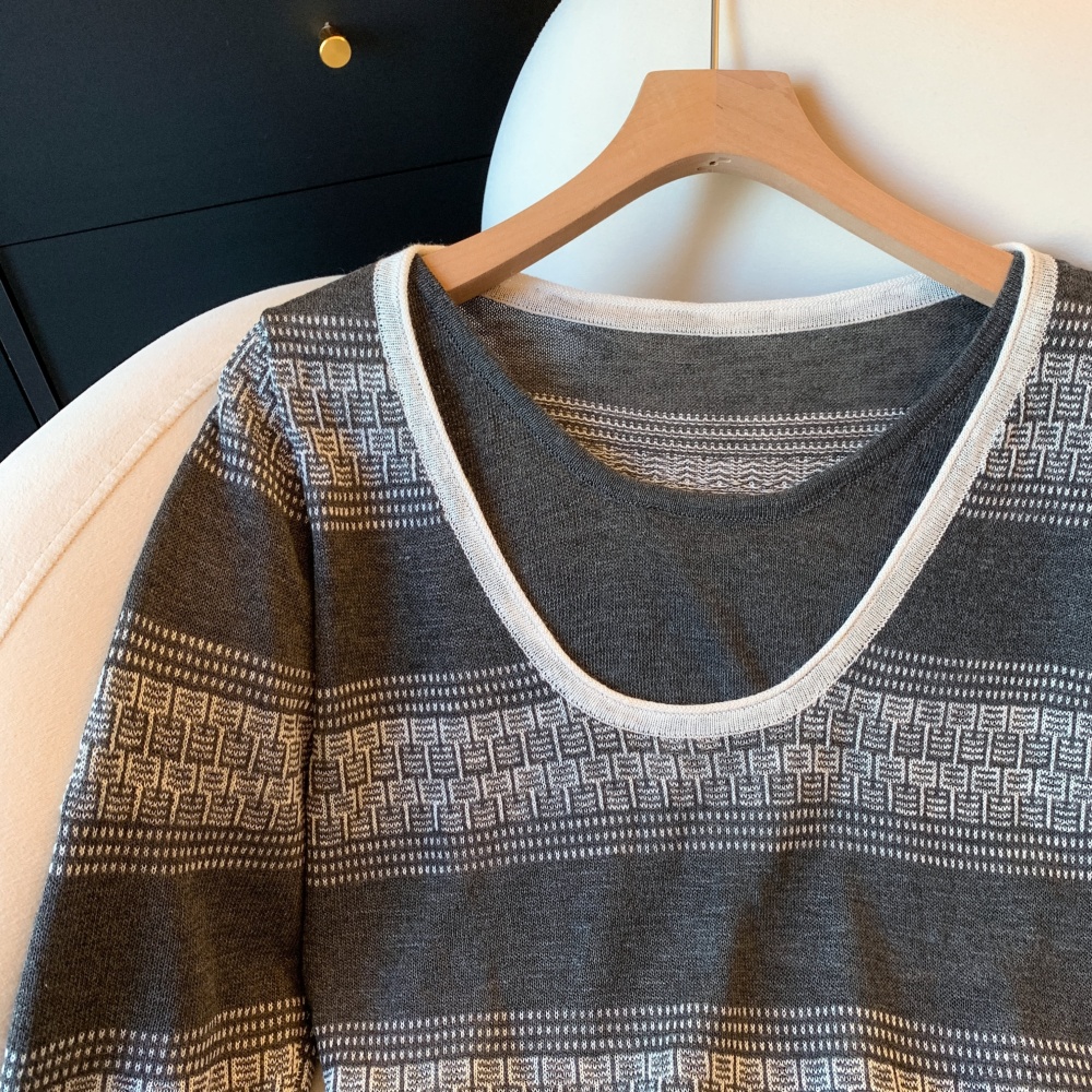 Long sleeve retro stripe cozy sweater for women