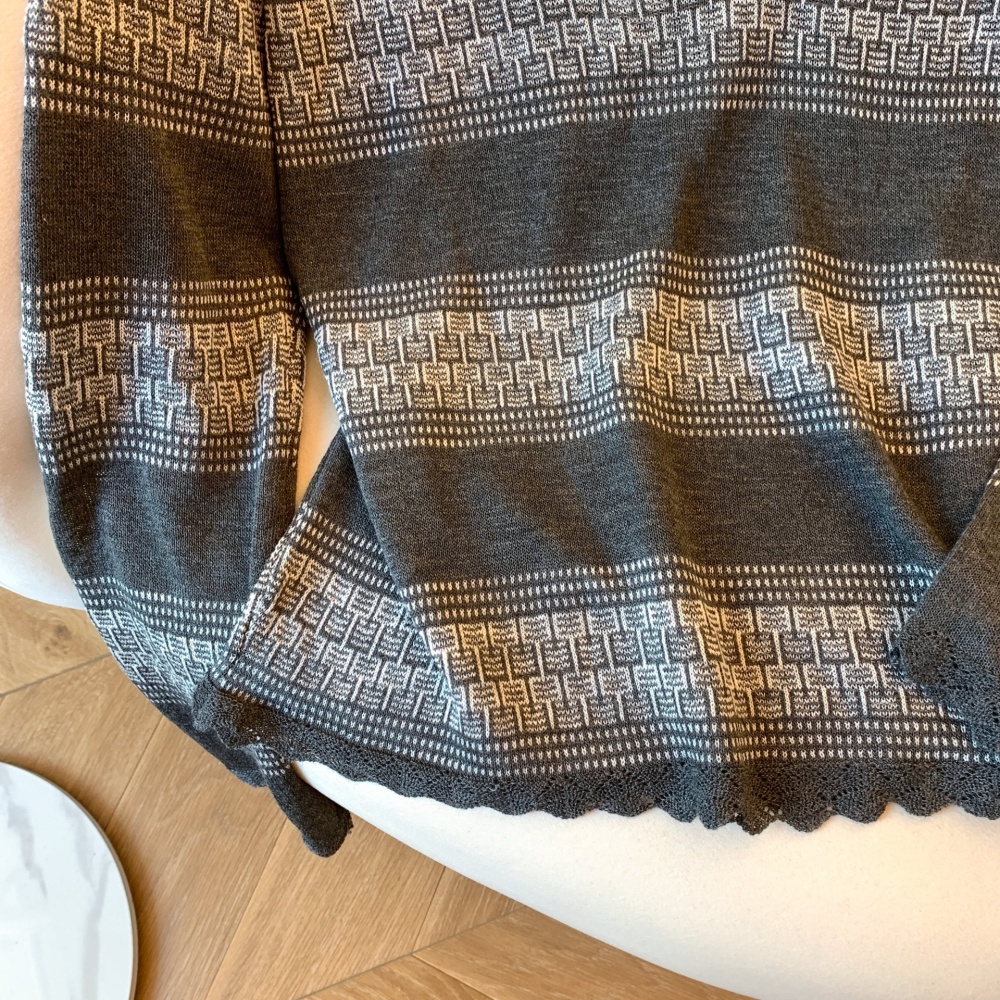 Long sleeve retro stripe cozy sweater for women