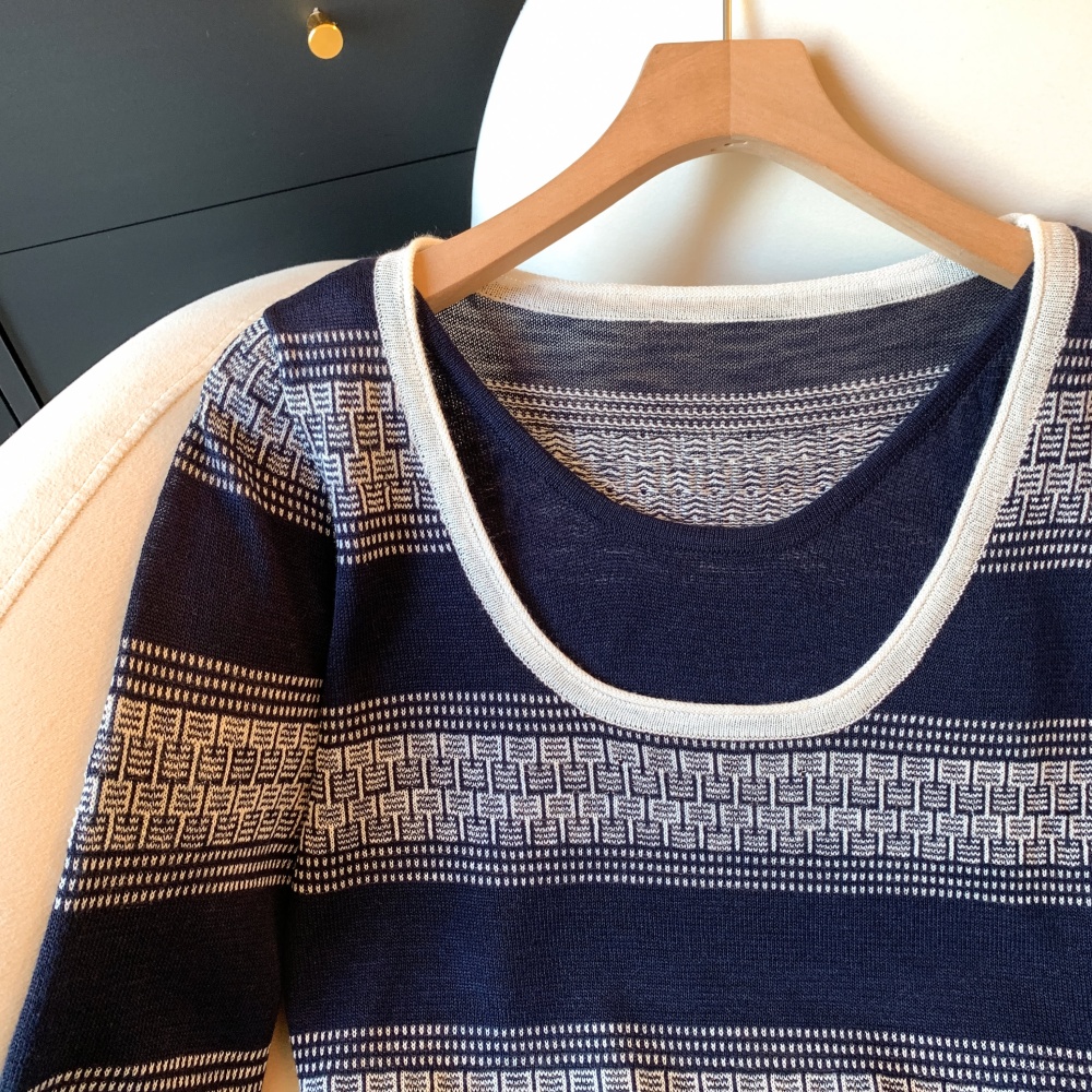 Long sleeve retro stripe cozy sweater for women