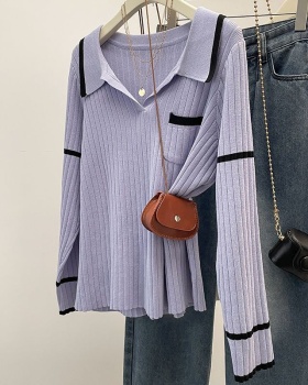 Pit stripe fat sweater autumn and winter tops for women
