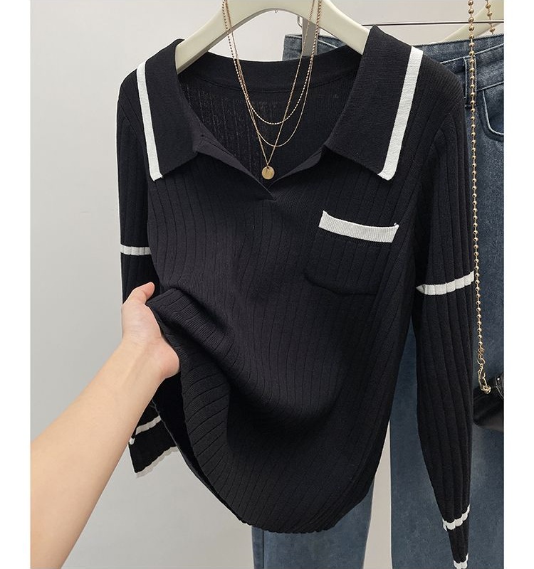 Pit stripe fat sweater autumn and winter tops for women
