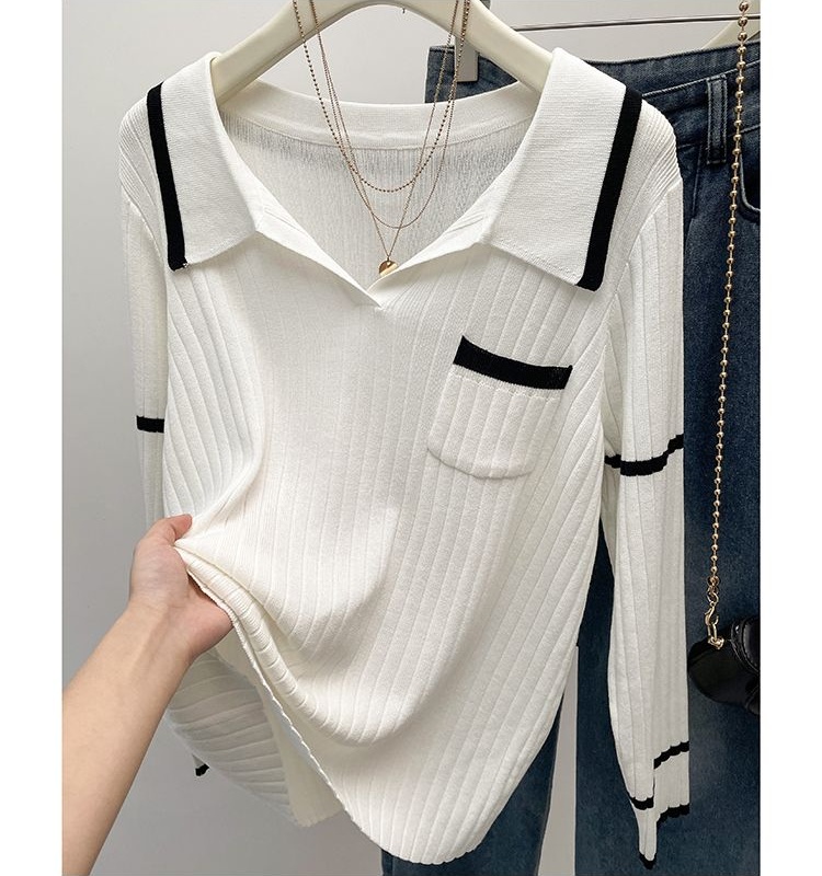 Pit stripe fat sweater autumn and winter tops for women