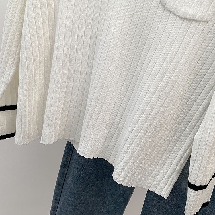 Pit stripe fat sweater autumn and winter tops for women