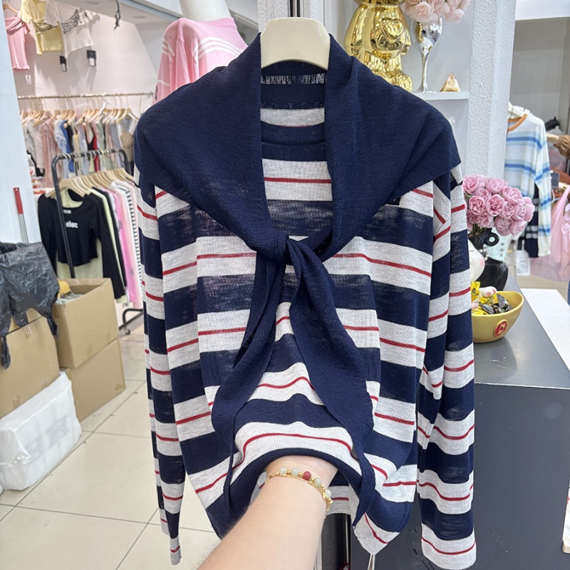 Thin retro shawl autumn and winter sweater 2pcs set