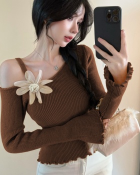 Flowers stereoscopic all-match Korean style sweater for women