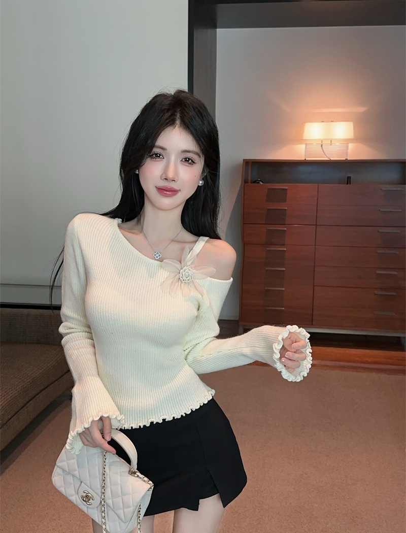Flowers stereoscopic all-match Korean style sweater for women