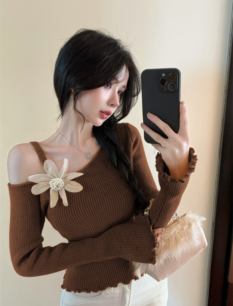 Flowers stereoscopic all-match Korean style sweater for women
