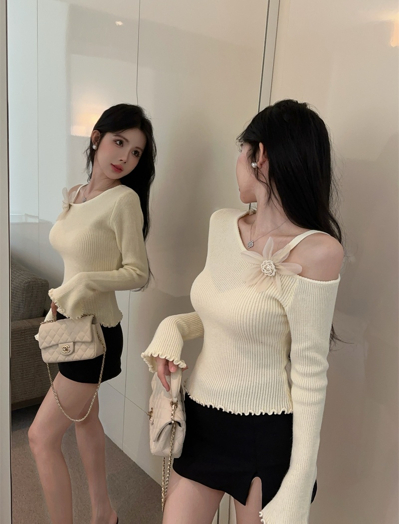 Flowers stereoscopic all-match Korean style sweater for women