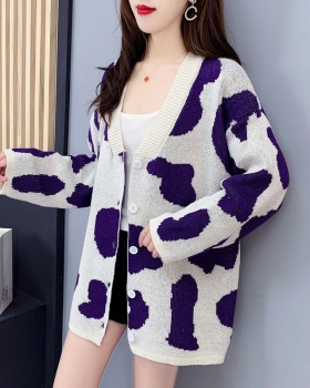 Autumn and winter long coat loose thick sweater for women