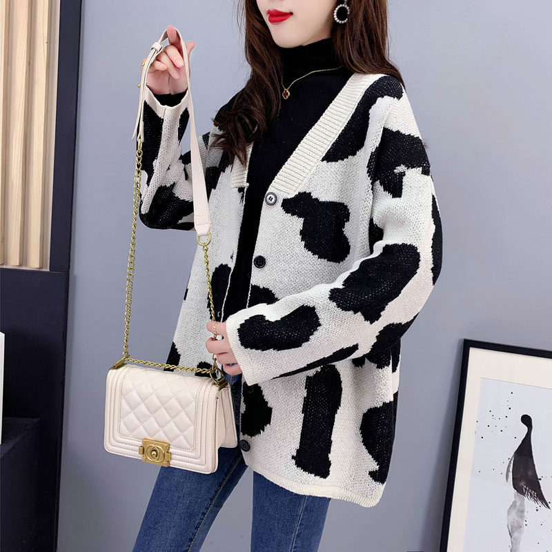 Autumn and winter long coat loose thick sweater for women