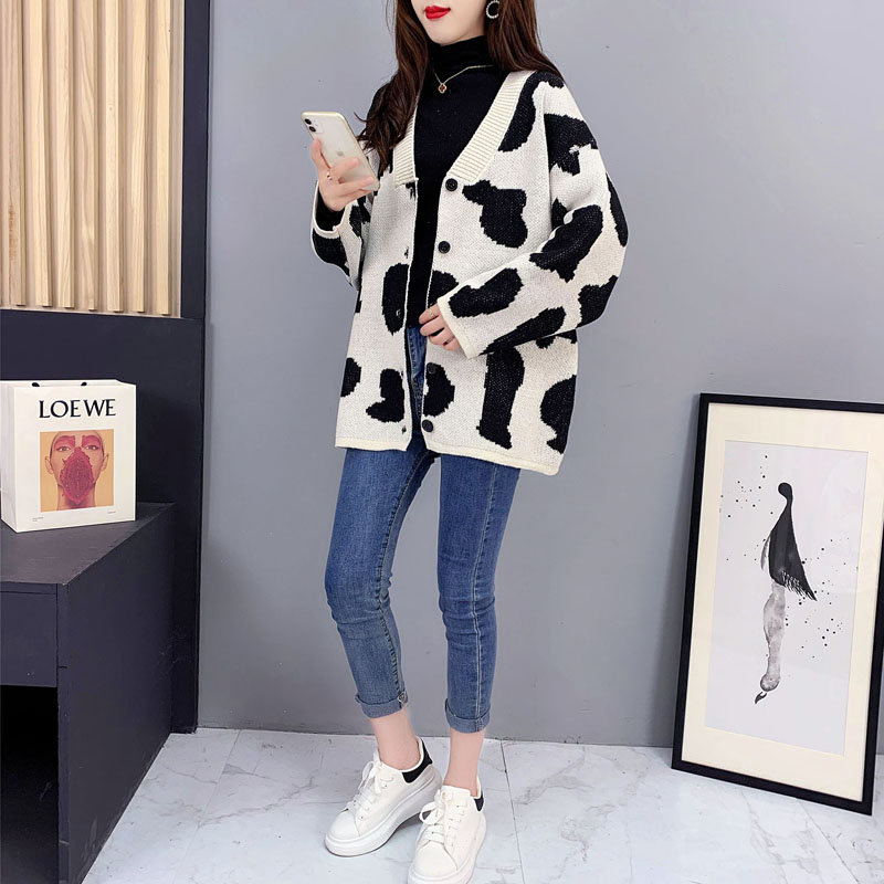 Autumn and winter long coat loose thick sweater for women