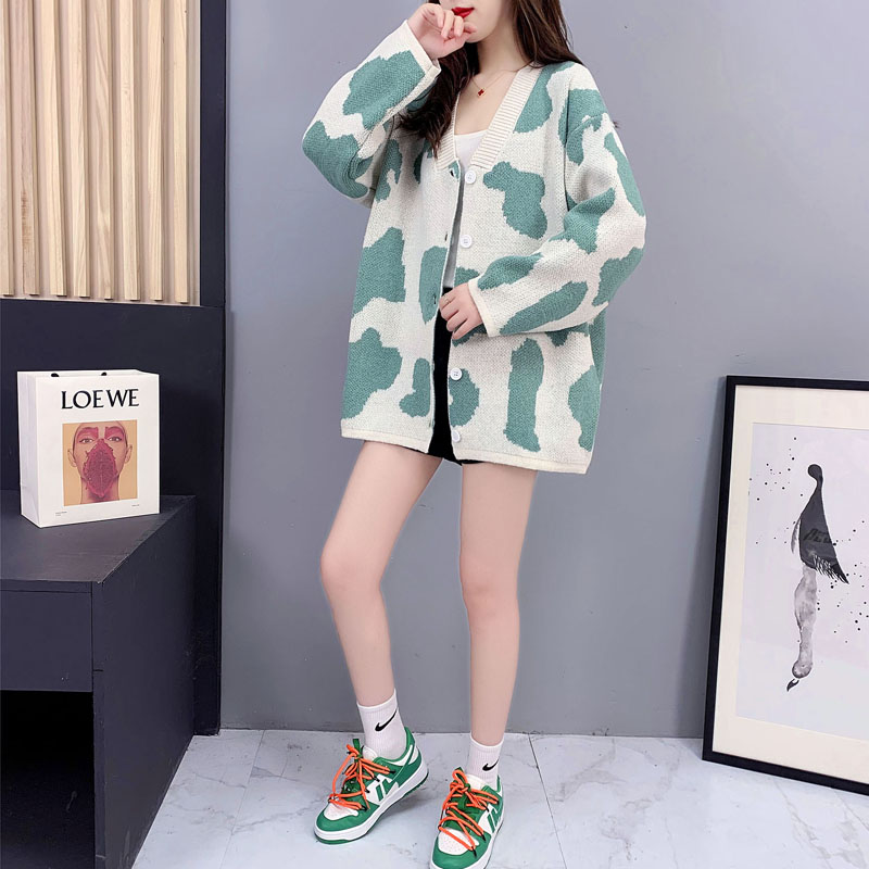 Autumn and winter long coat loose thick sweater for women