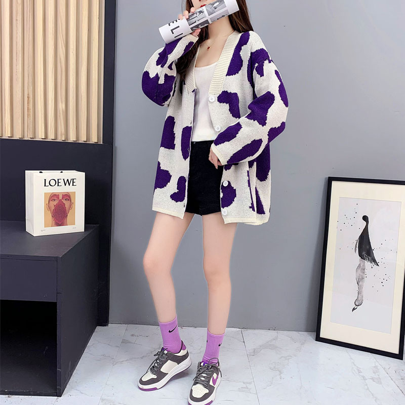 Autumn and winter long coat loose thick sweater for women