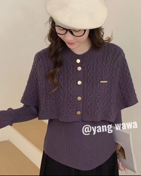 Bottoming retro sweater Korean style knitted shawl 2pcs set