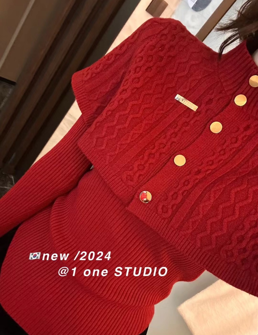 Bottoming retro sweater Korean style knitted shawl 2pcs set