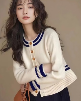 Chanelstyle mixed colors white sweater for women