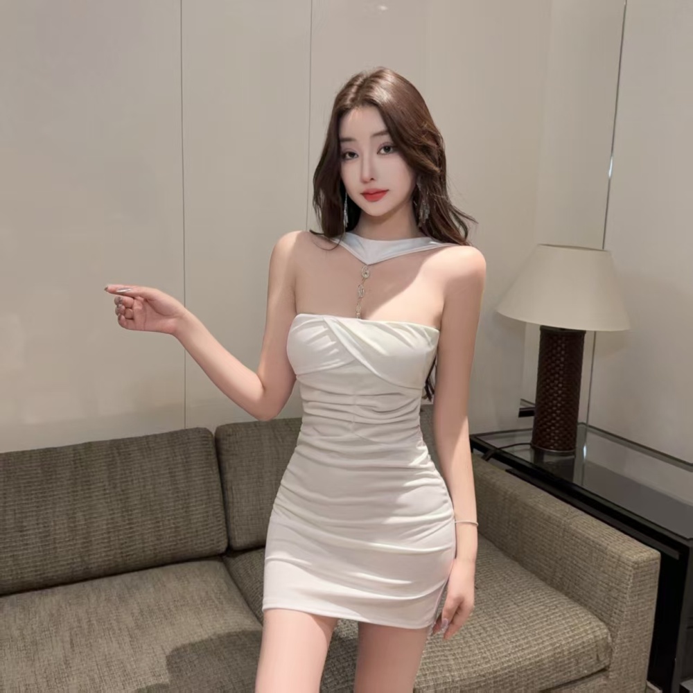Slim inside the ride hip wrapped chest dress for women