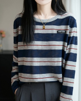 Loose mixed colors sweater stripe shirts for women