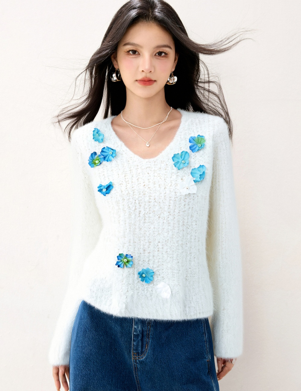 Mink velvet loose tops long sleeve tender sweater for women