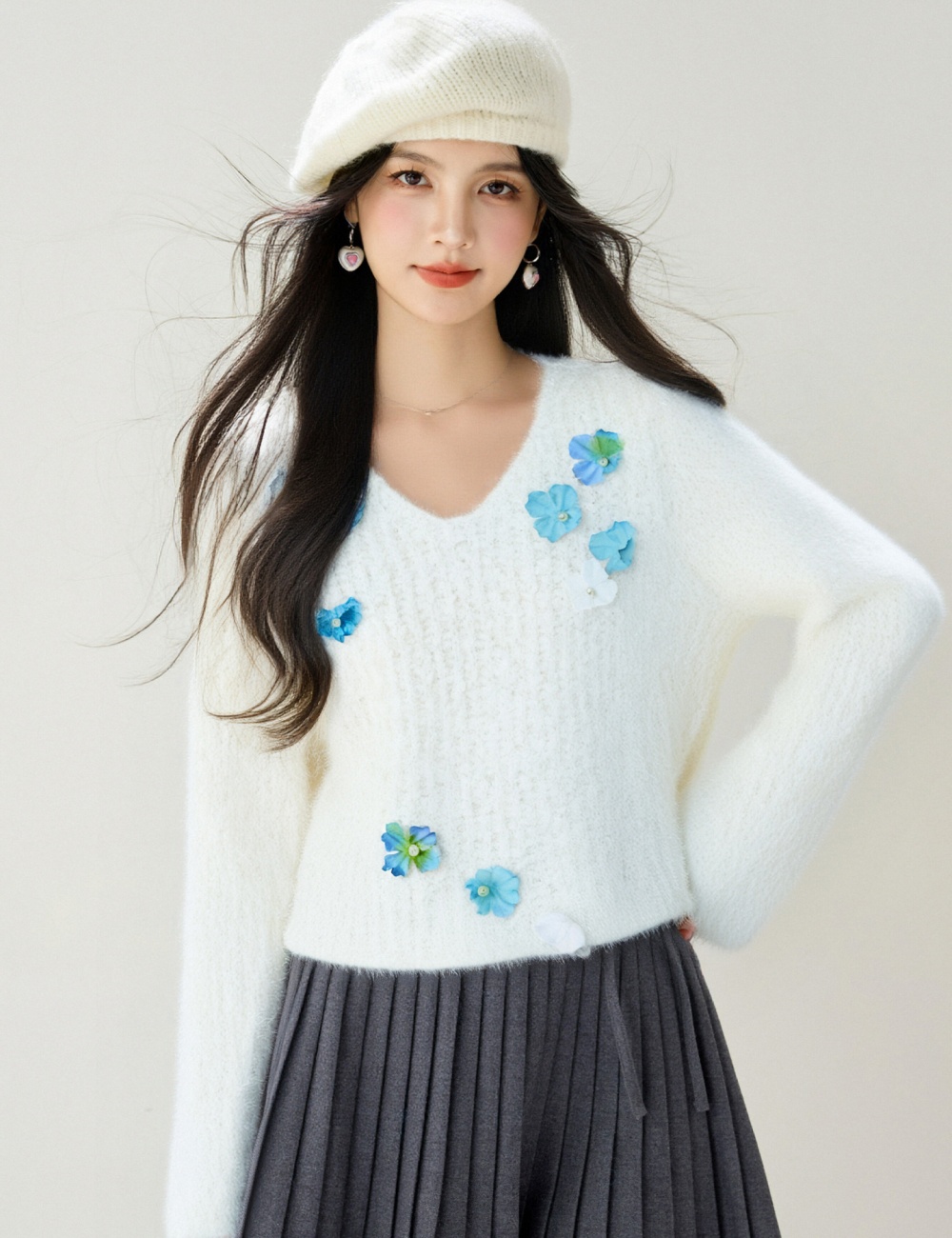 Mink velvet loose tops long sleeve tender sweater for women