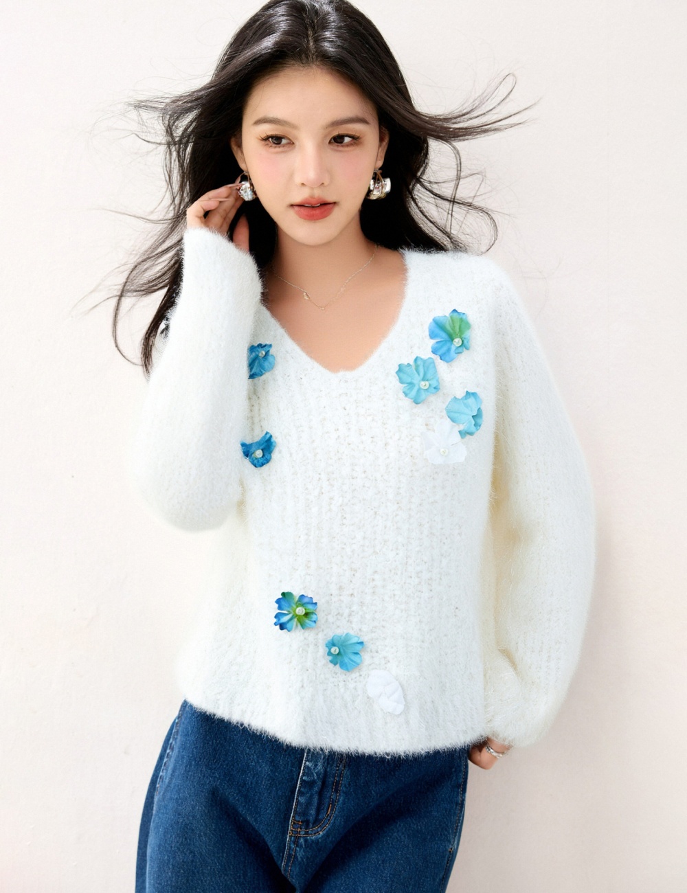 Mink velvet loose tops long sleeve tender sweater for women