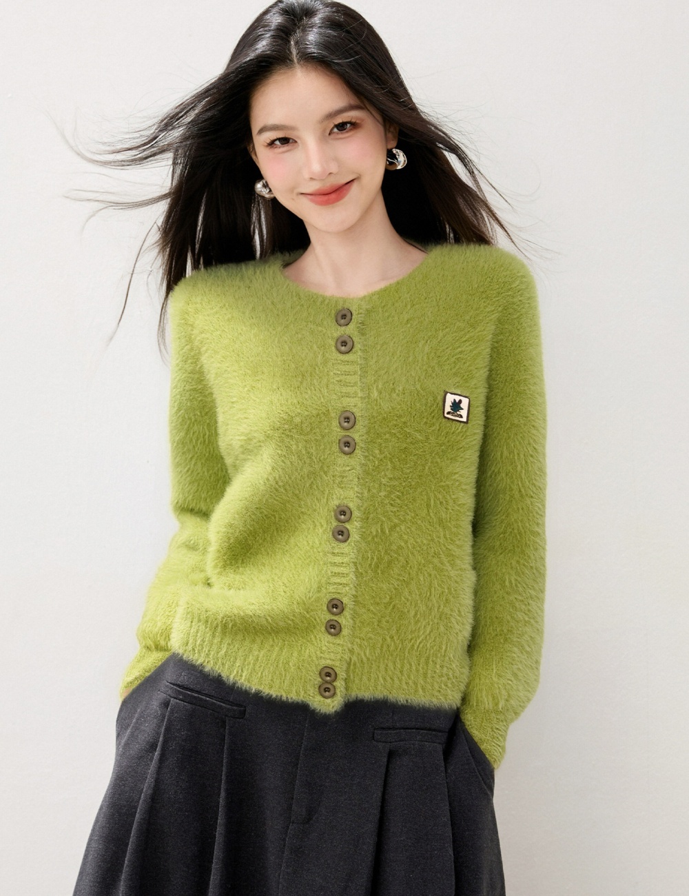 Knitted long sleeve coat lazy Casual cardigan