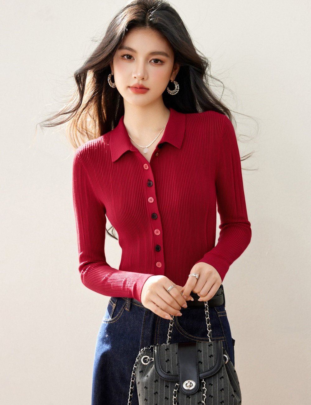 Retro sweater inside the ride tops for women